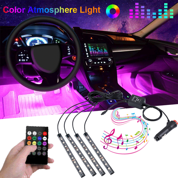4x LED Car SUV Interior Decor Neon Atmosphere Light Strip APP Control Colors